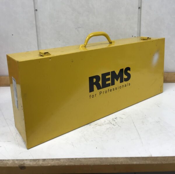 Keltainen Rems koneen kuljetuslaatikko
