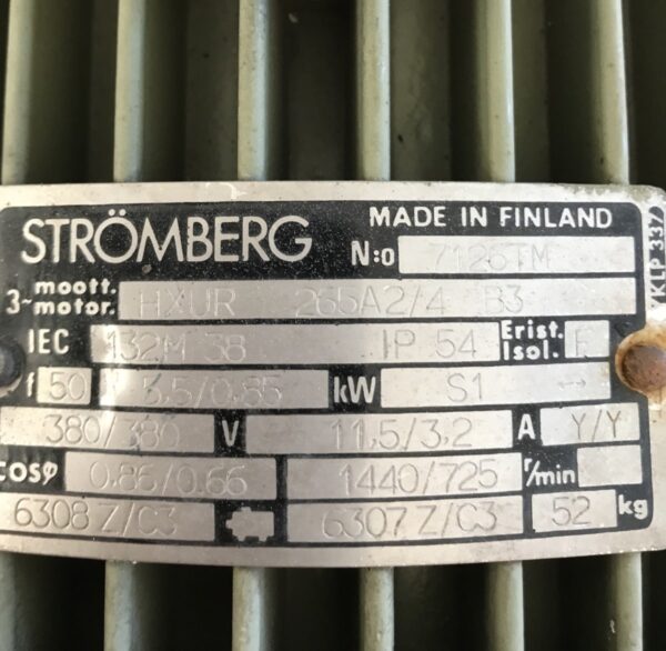 Strömberg sähkömoottori 5,5/0,85 kW 1440/725 r/min