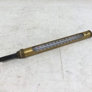 Lasiputkilämpömittari -10 – 130°C mesinkitaskulla 1/2″ ja messinkisuojalla - Purkukolmio.fi