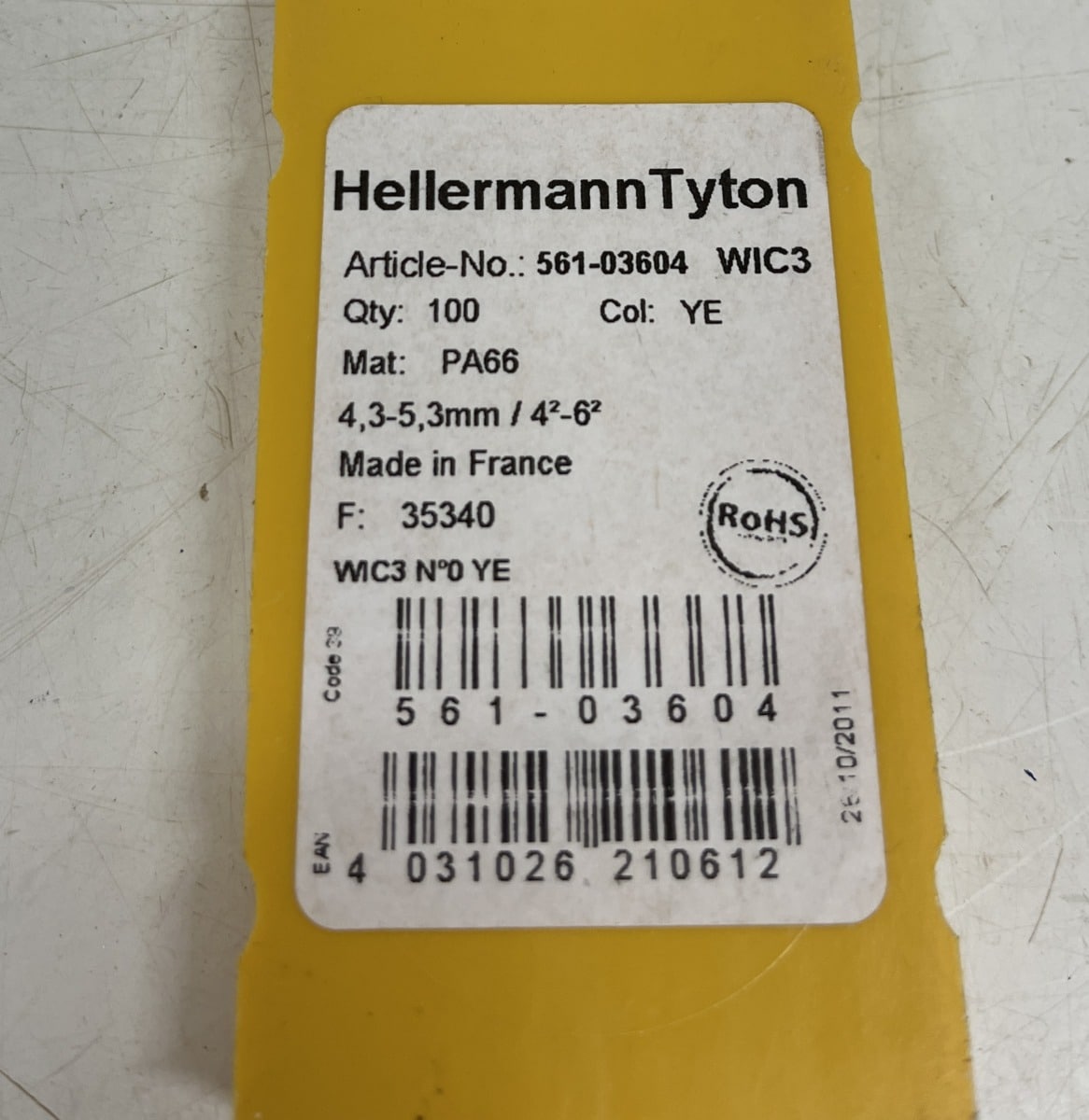 Hellerman Tyton WIC3 Johdinmerkit 4mm2 6mm2 Levyiss Er Purkukolmio Oy