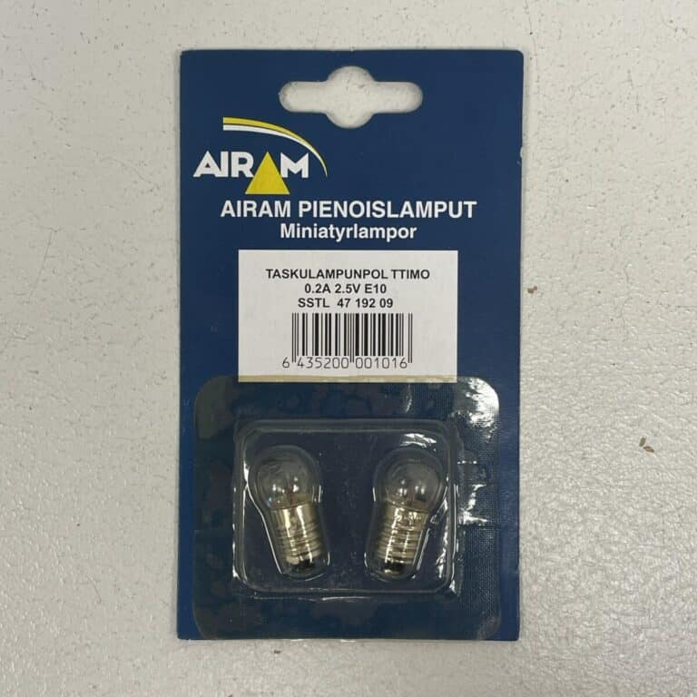 Airam taskulampun polttimo 0,2A 2,5V E10 - purkukolmio.fi